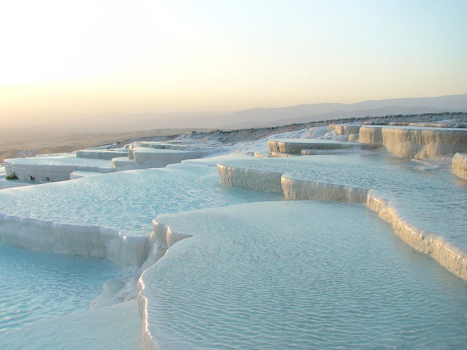 White calcium travertine terraces and pools at Pamukkale